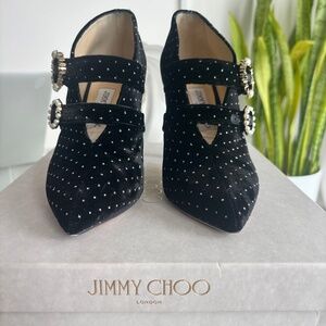 “Larissa” Glitter Spotted Black Velvet Jimmy Choo Stilettos